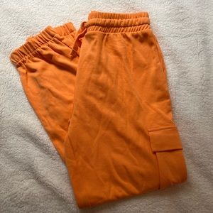 ZARA Orange Cargo Sweatpants
